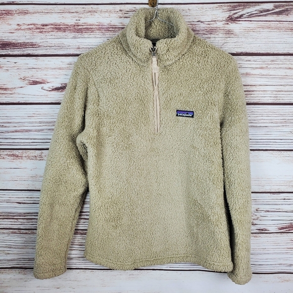 Patagonia Womens Small Tan/Khaki Los Gatos 1/4 Zip High-Pile Fleece Pullover - Picture 1 of 11